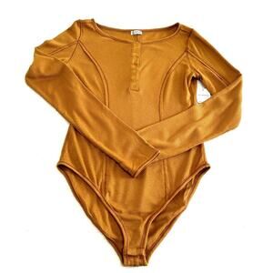 Free People Bodysuit Women's Intimately Sloan Amber Henley Medium NWT